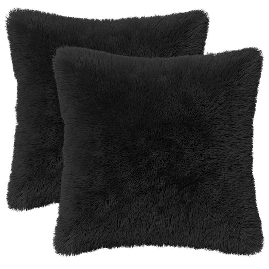 Cushion Cover 2 pcs HEERLEN Black 45 x 45 cm PV Fleece