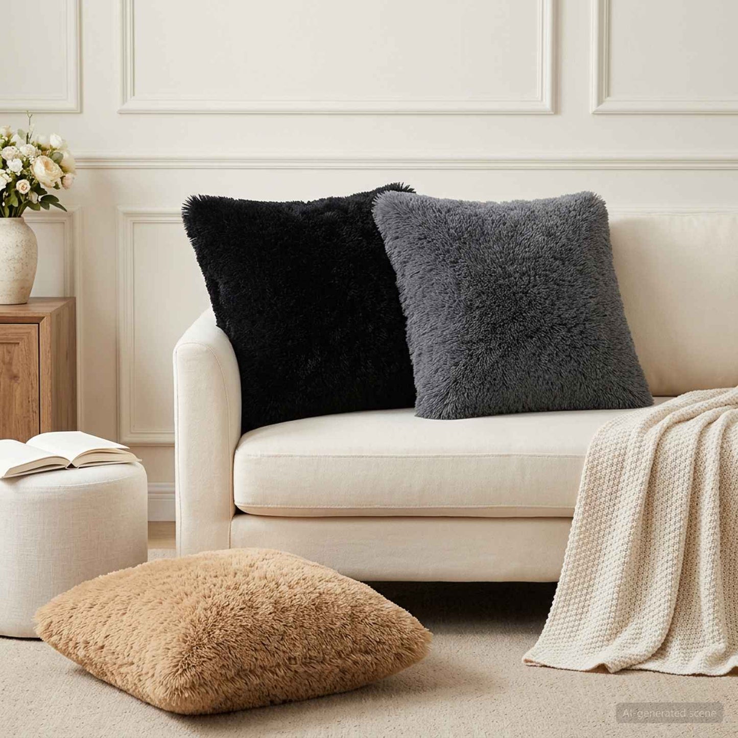 Cushion Cover 6 pcs HEERLEN Anthracite 45 x 45 cm PV Fleece