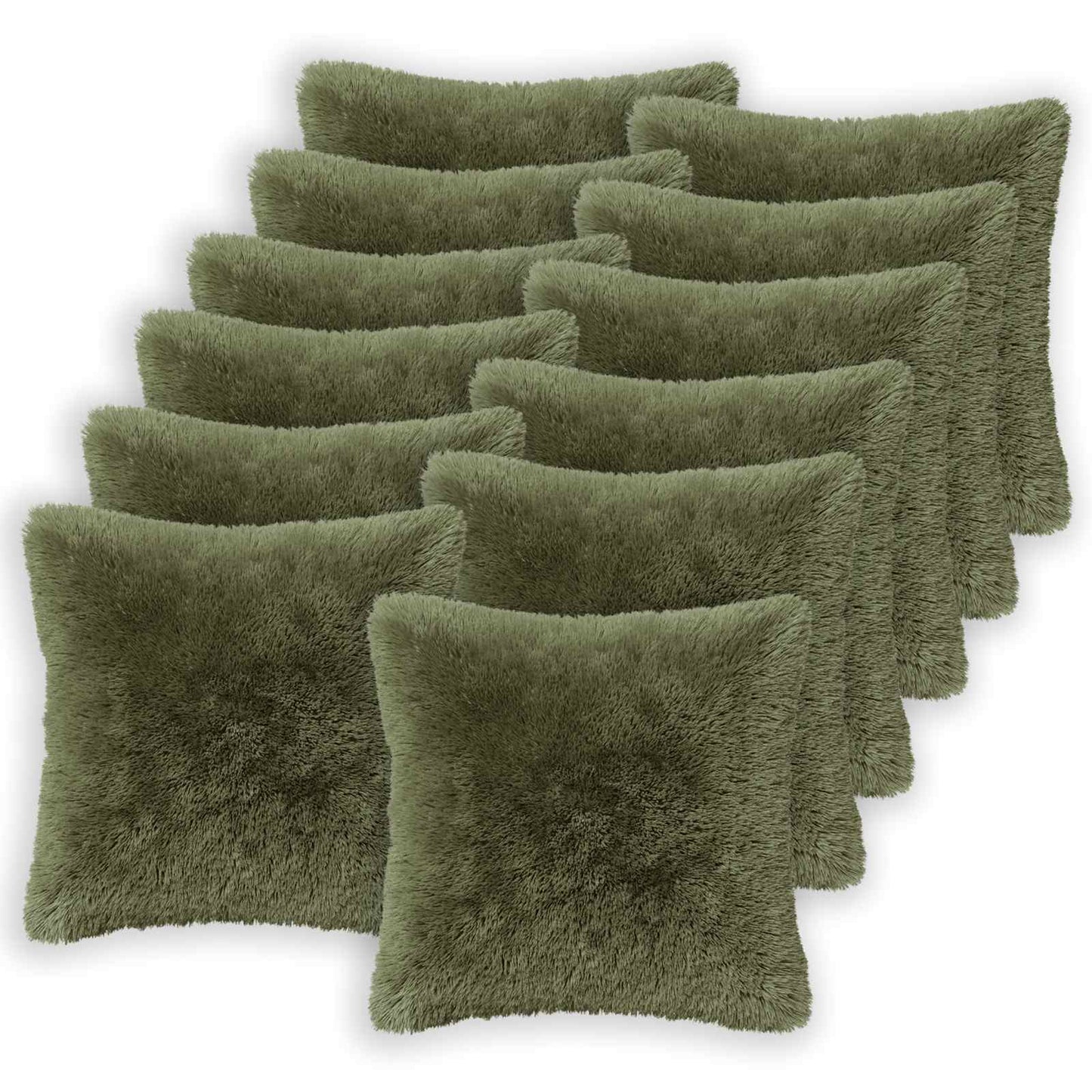 Cushion Cover 12 pcs HEERLEN Green 45 x 45 cm PV Fleece