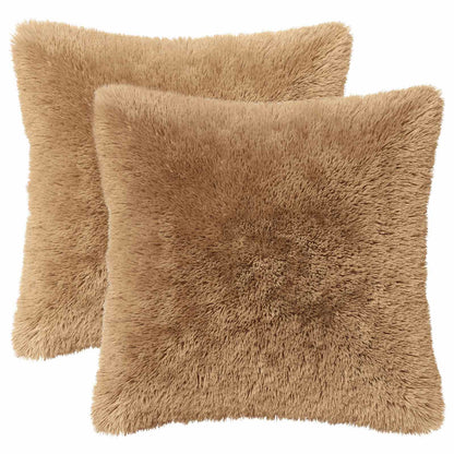 Cushion Cover 2 pcs HEERLEN Taupe 45 x 45 cm PV Fleece