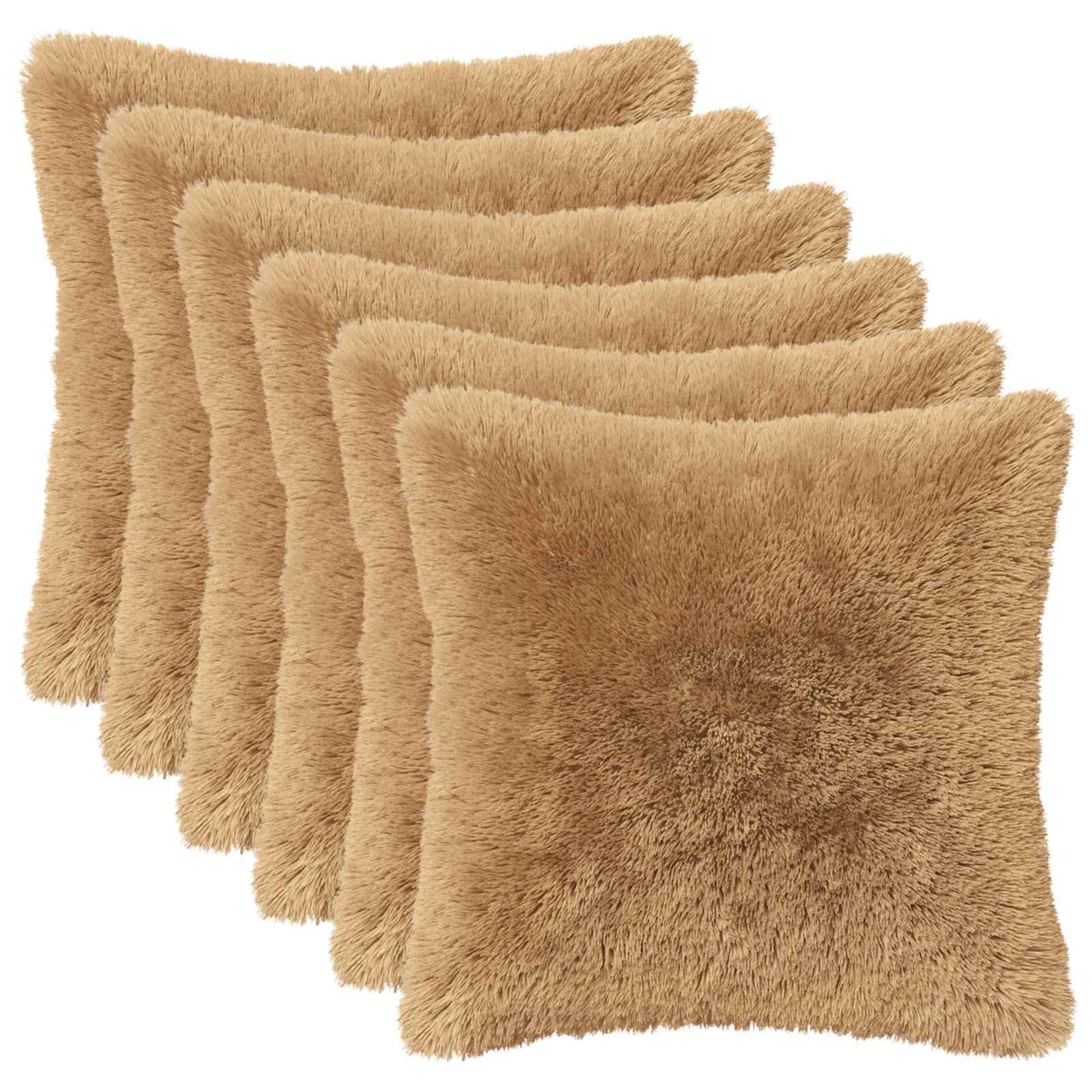 Cushion Cover 6 pcs HEERLEN Taupe 45 x 45 cm PV Fleece
