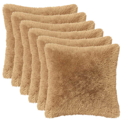 Cushion Cover 6 pcs HEERLEN Taupe 45 x 45 cm PV Fleece