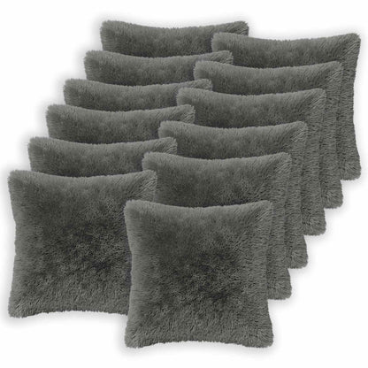 Cushion Cover 12 pcs HEERLEN Light Grey 45 x 45 cm PV Fleece