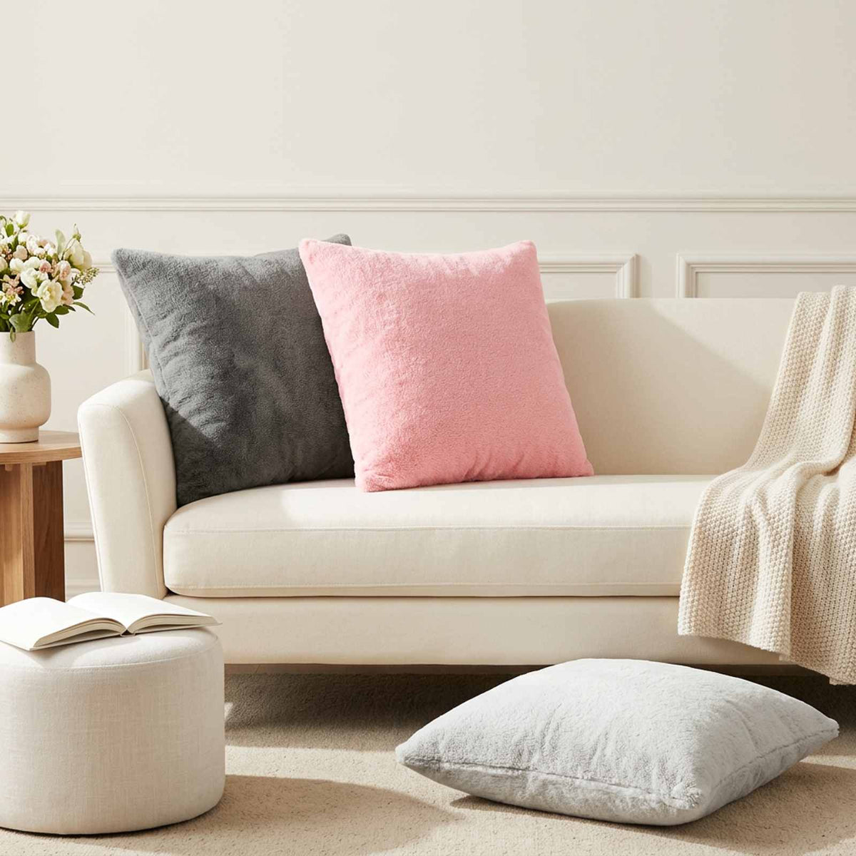 Cushion Cover 6 pcs HEERLEN Dark Grey 50 x 50 cm Flannel