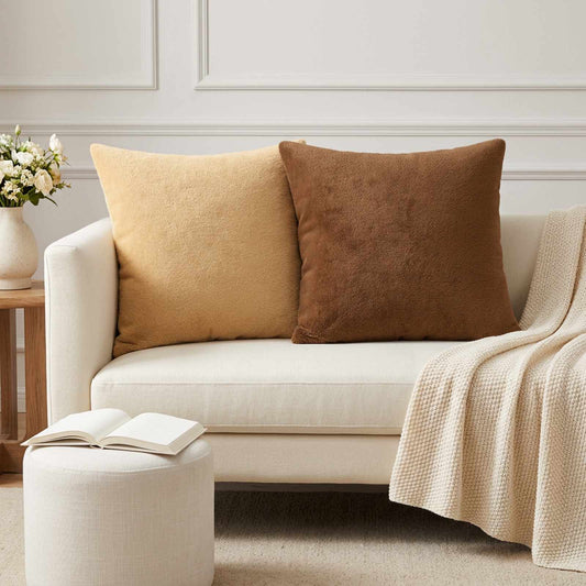 Cushion Cover 6 pcs HEERLEN Taupe 50 x 50 cm Flannel