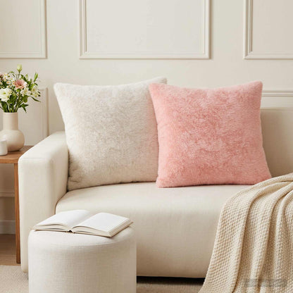 Cushion Cover 6 pcs HEERLEN White 45 x 45 cm Faux Rabbit Fur