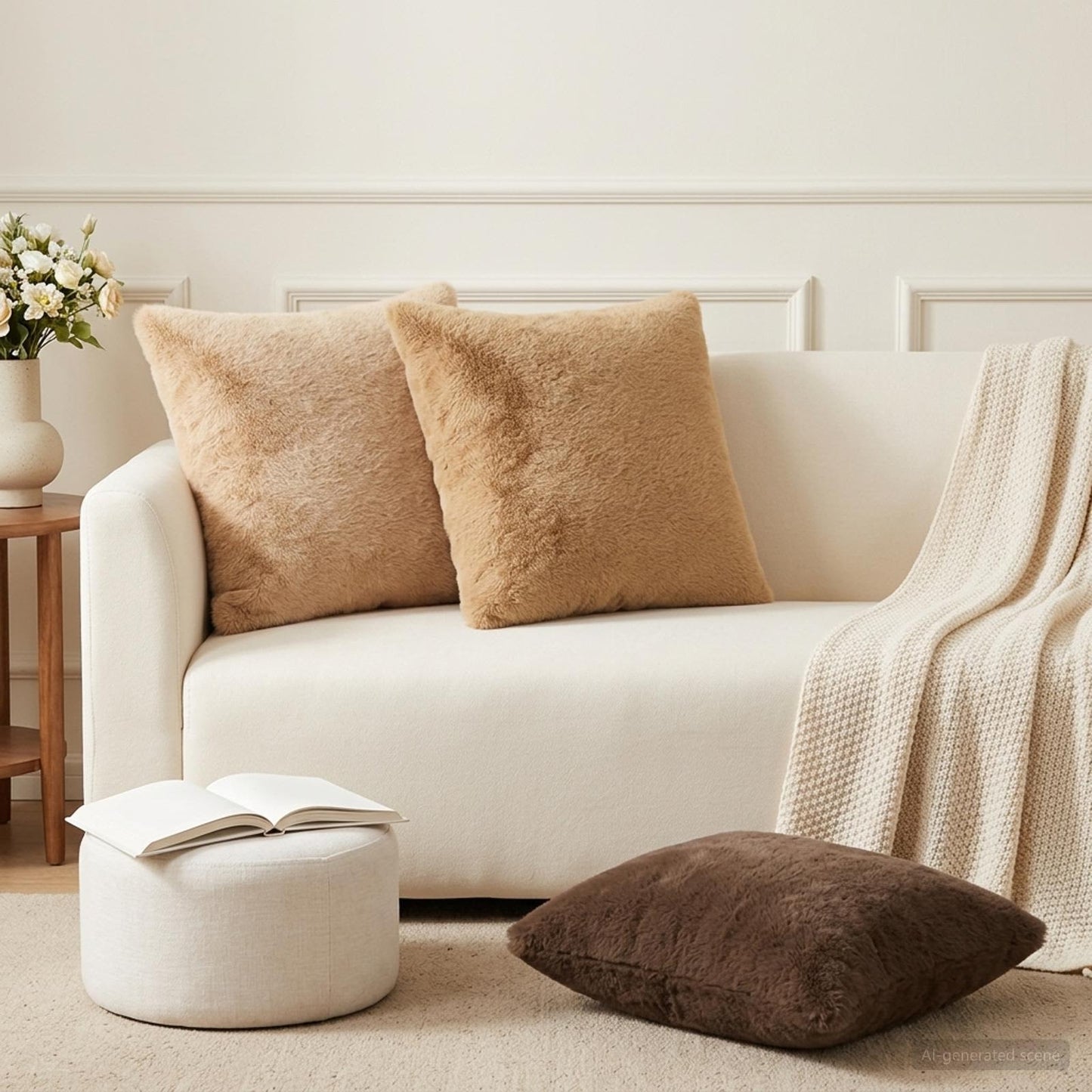 Cushion Cover 12 pcs HEERLEN Light Brown 50 x 50 cm