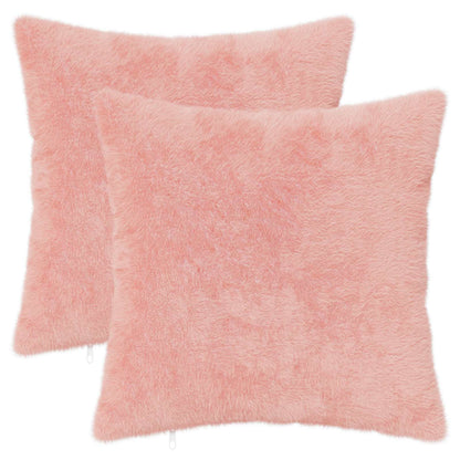 Cushion Cover 2 pcs HEERLEN Pink 45 x 45 cm Faux Rabbit Fur