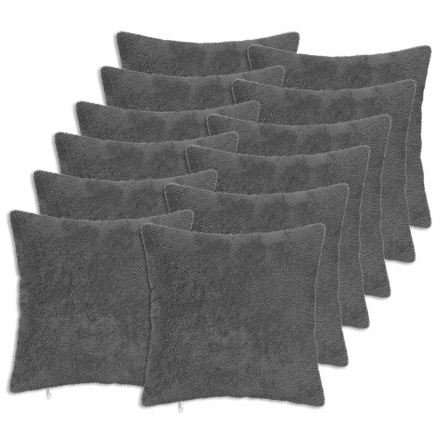 Cushion Cover 12 pcs HEERLEN Dark Grey 45 x 45 cm