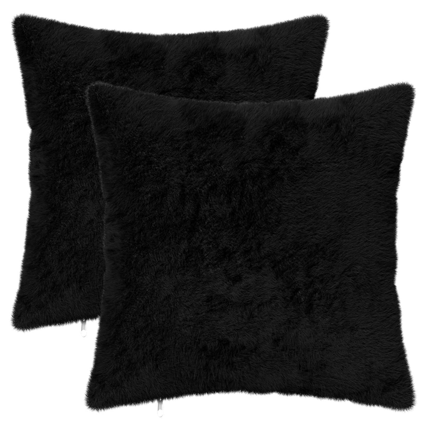Cushion Cover 2 pcs HEERLEN Black 45 x 45 cm Faux Rabbit Fur