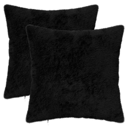 Cushion Cover 2 pcs HEERLEN Black 45 x 45 cm Faux Rabbit Fur