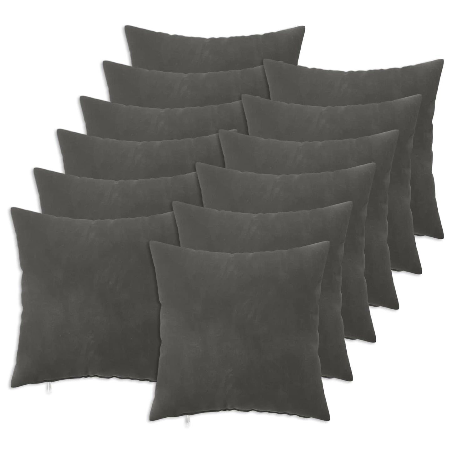 Cushion Cover 12 pcs HEERLEN Dark Grey 50 x 50 cm Velvet