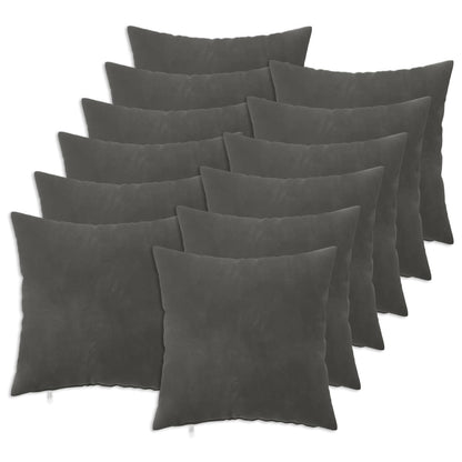 Cushion Cover 12 pcs HEERLEN Dark Grey 50 x 50 cm Velvet