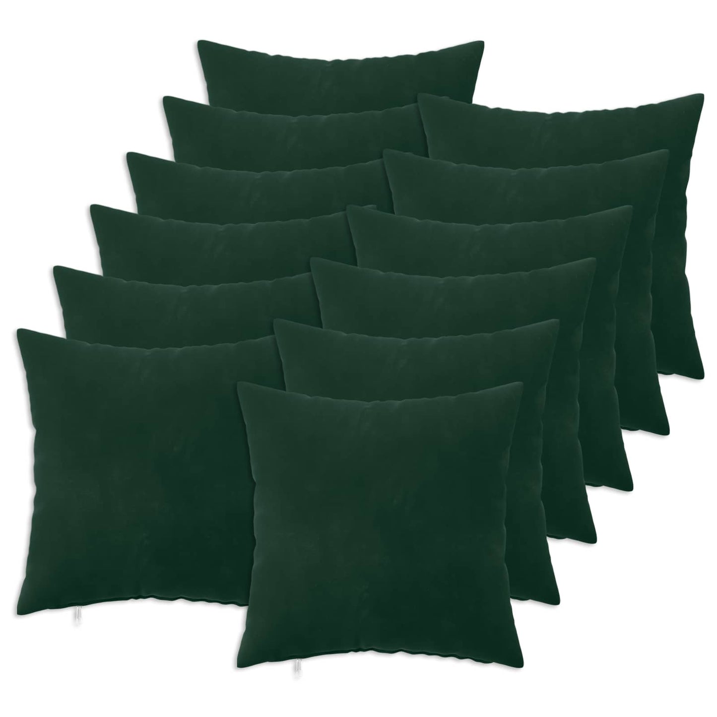 Cushion Cover 12 pcs HEERLEN Dark Green 50 x 50 cm Velvet