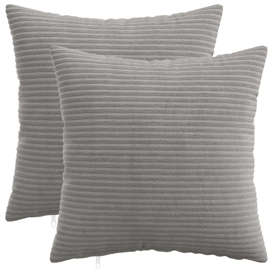Cushion Cover 2 pcs HEERLEN Light Grey 50 x 50 cm Corduroy