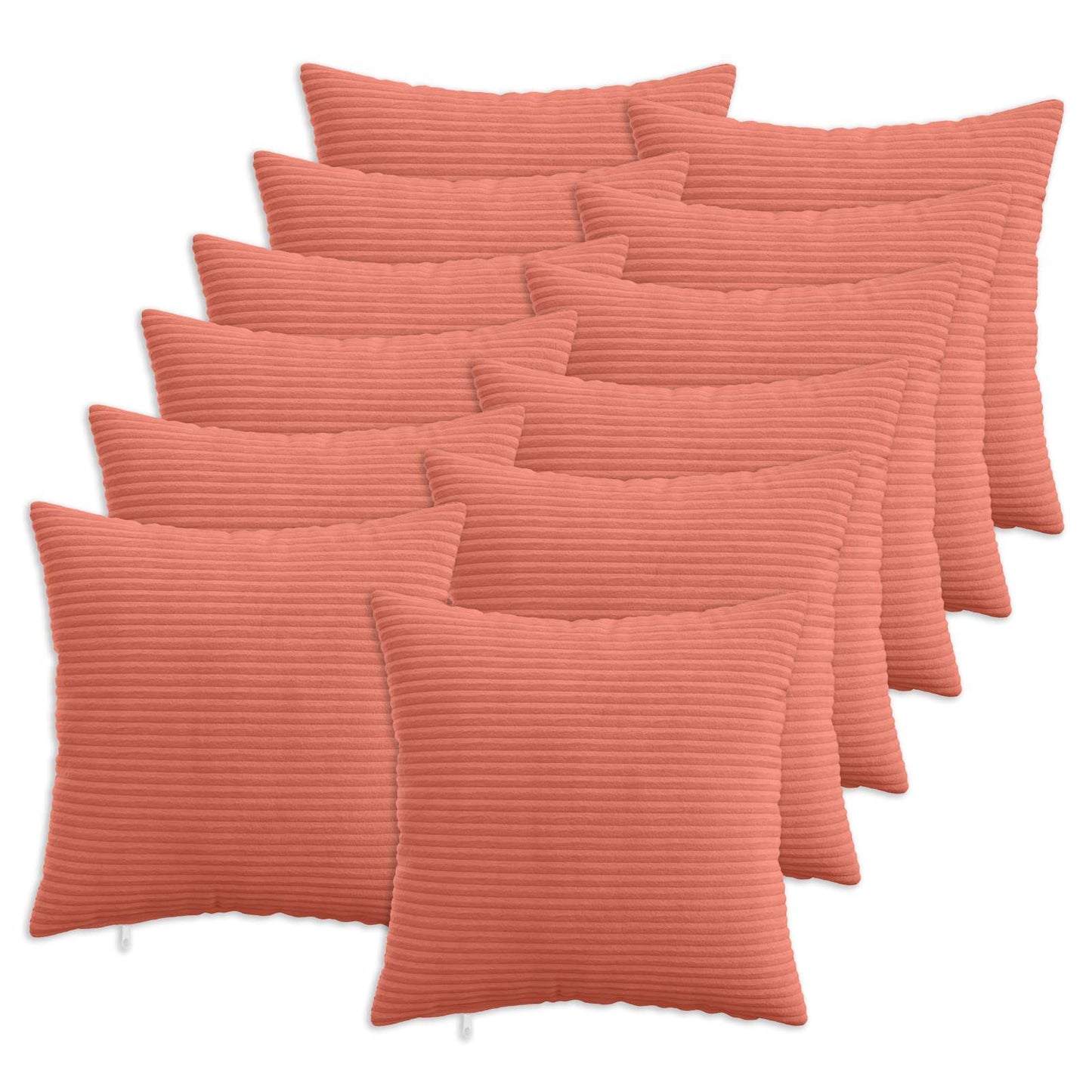 Cushion Cover 12 pcs HEERLEN Red Orange 50 x 50 cm Corduroy