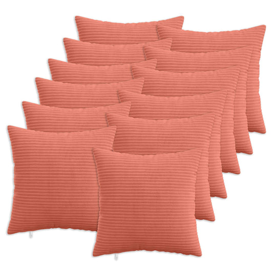 Cushion Cover 12 pcs HEERLEN Red Orange 50 x 50 cm Corduroy