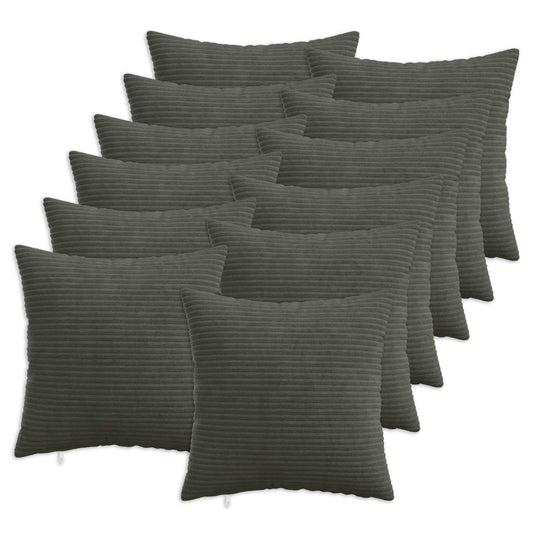 Cushion Cover 12 pcs HEERLEN Anthracite 50 x 50 cm Corduroy