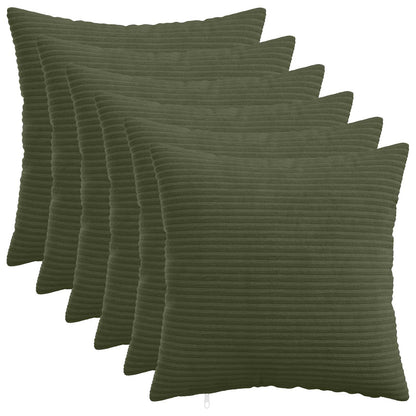 Cushion Cover 6 pcs HEERLEN Green 50 x 50 cm Corduroy