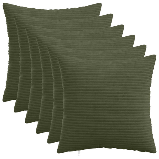 Cushion Cover 6 pcs HEERLEN Green 50 x 50 cm Corduroy