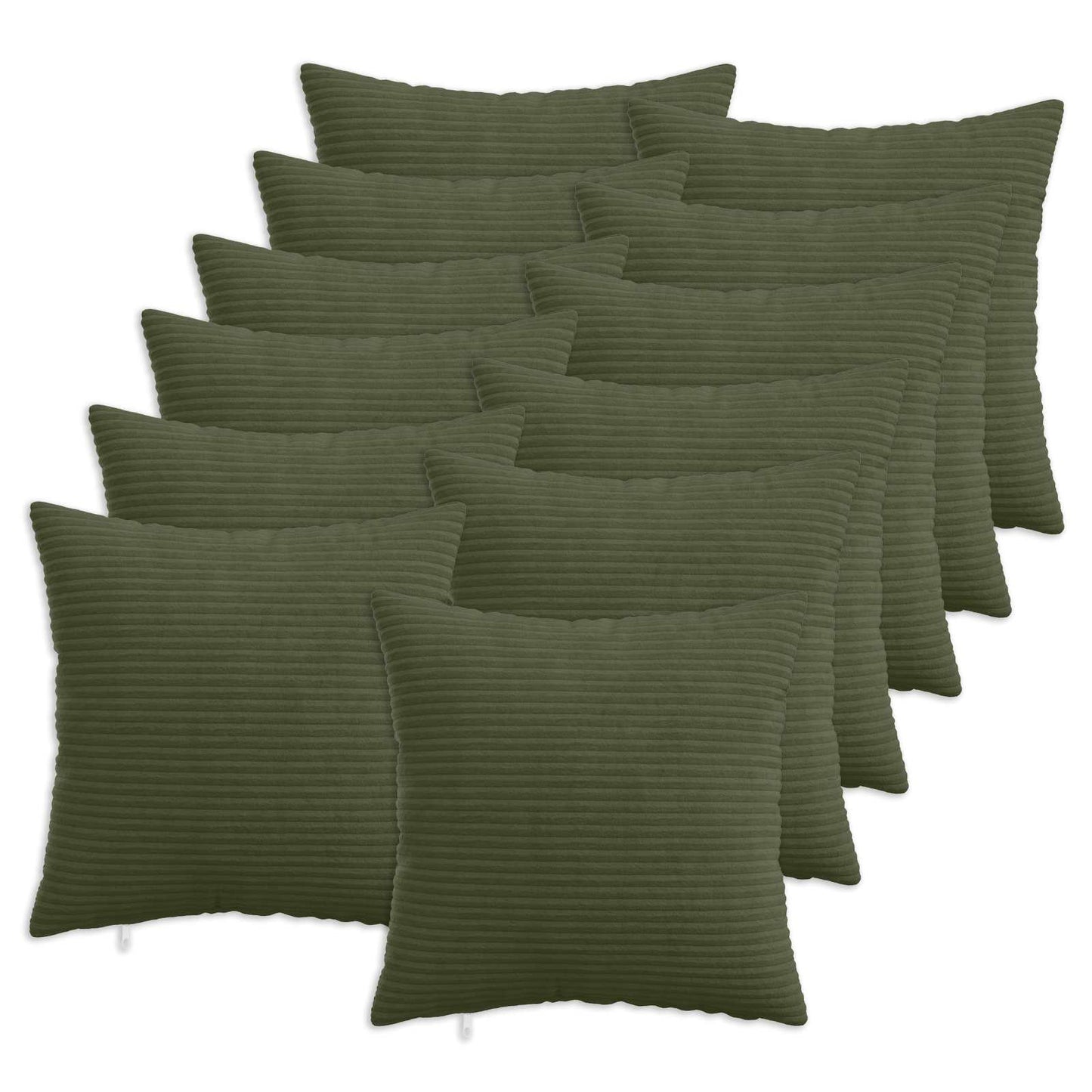 Cushion Cover 12 pcs HEERLEN Green 50 x 50 cm Corduroy