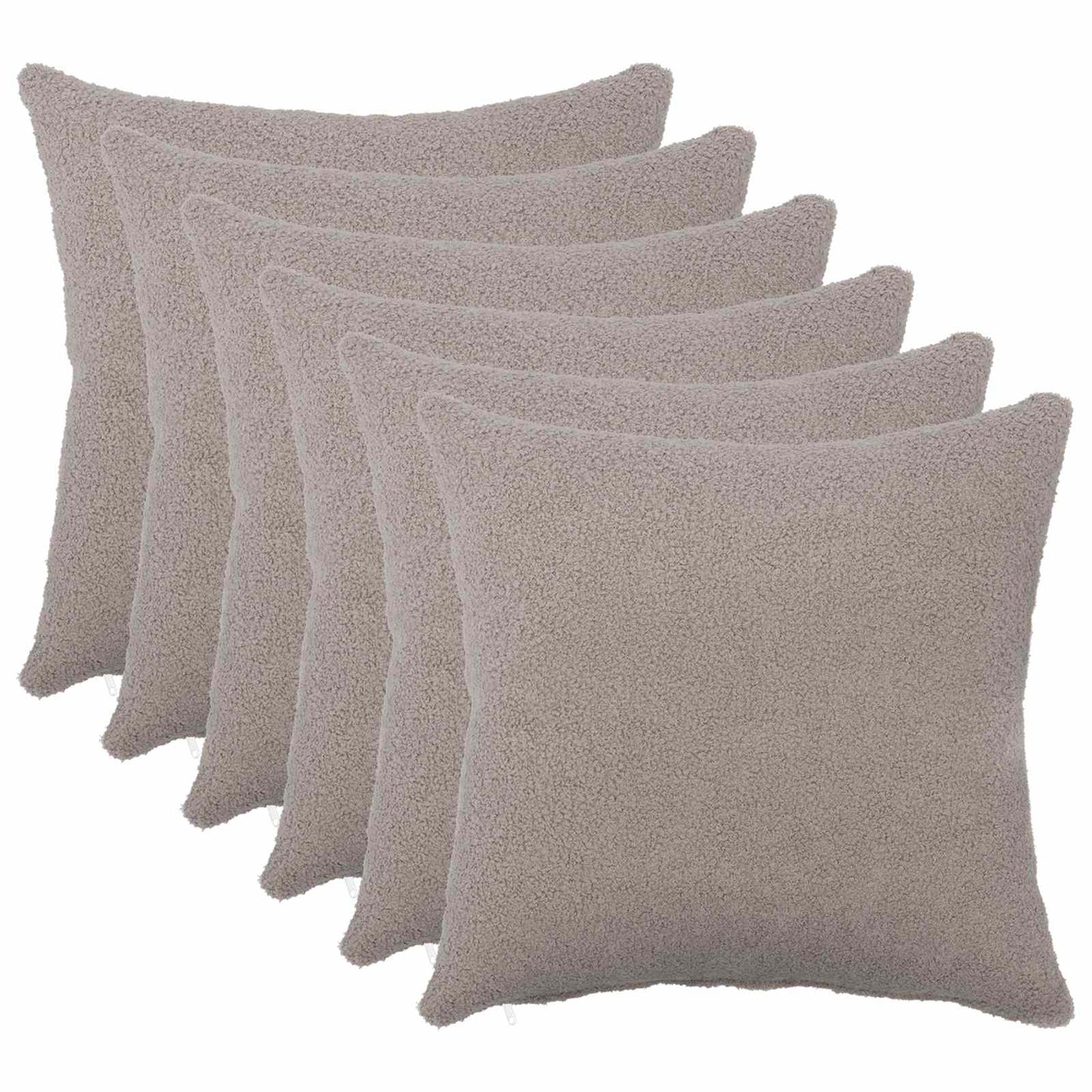 Cushion Cover 6 pcs HEERLEN Light Grey 50 x 50 cm Bouclé