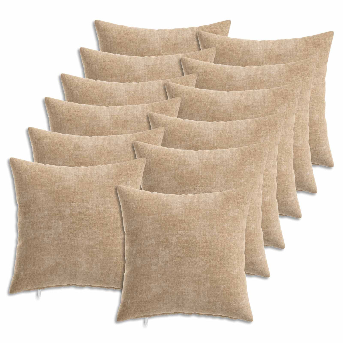 Cushion Cover 12 pcs HEERLEN Taupe 50 x 50 cm Chenille Fabric