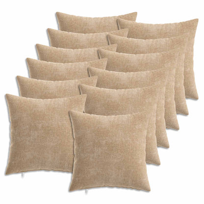 Cushion Cover 12 pcs HEERLEN Taupe 50 x 50 cm Chenille Fabric