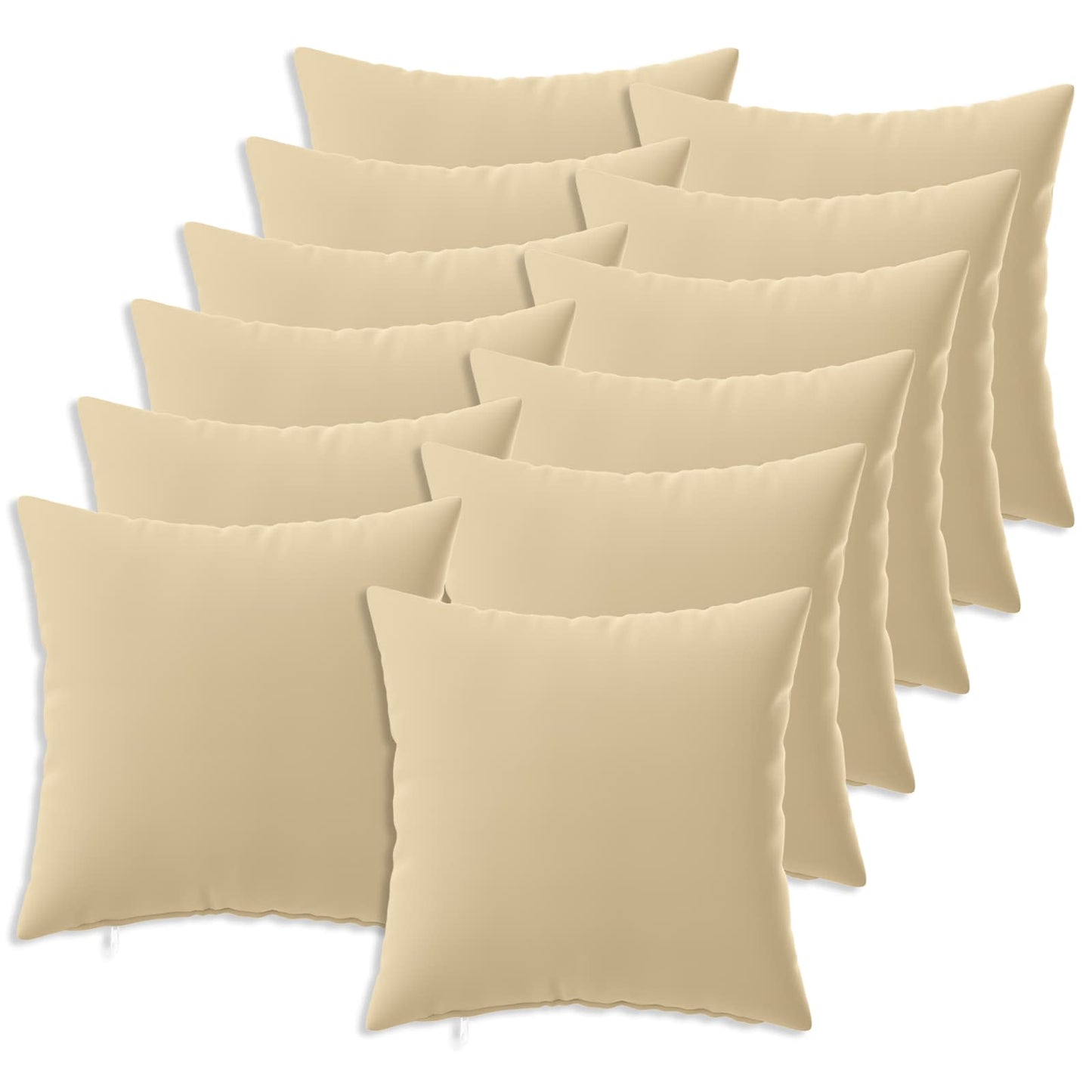 Cushion Cover 12 pcs HEERLEN Beige 50 x 50 cm Polyester