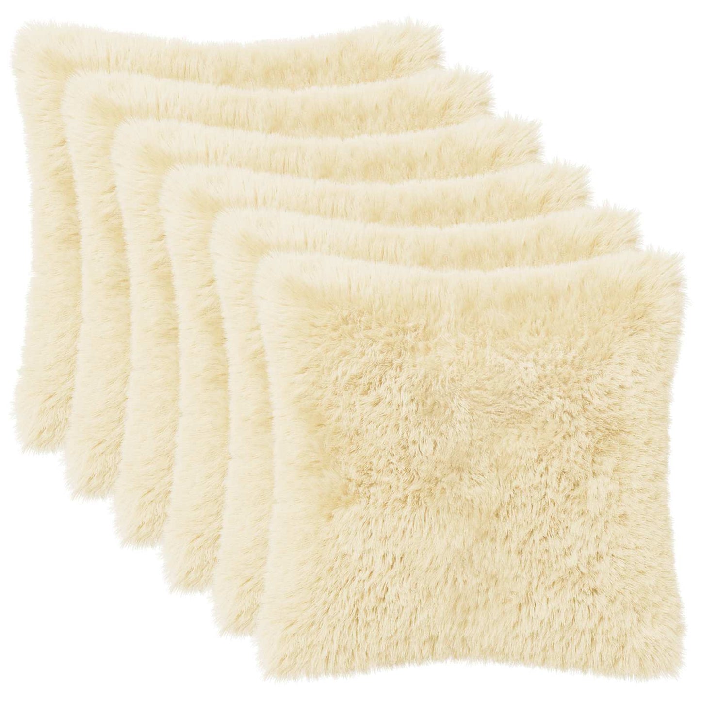Cushion Cover 6 pcs HEERLEN Cream 50 x 50 cm PV Fleece
