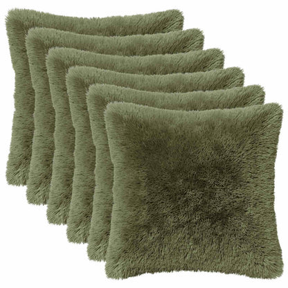 Cushion Cover 6 pcs HEERLEN Green 50 x 50 cm PV Fleece