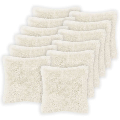 Cushion Cover 12 pcs HEERLEN White 50 x 50 cm PV Fleece