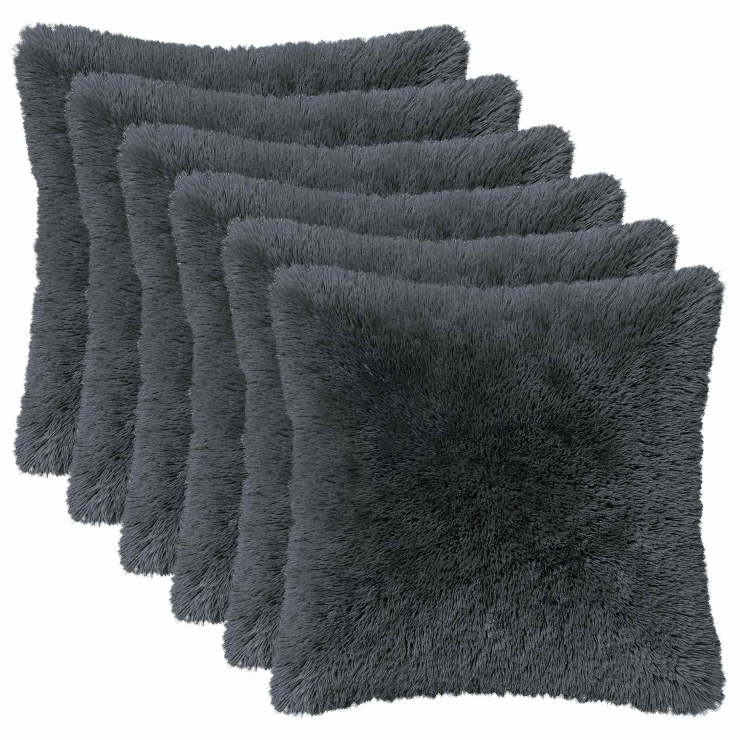 Cushion Cover 6 pcs HEERLEN Anthracite 50 x 50 cm PV Fleece