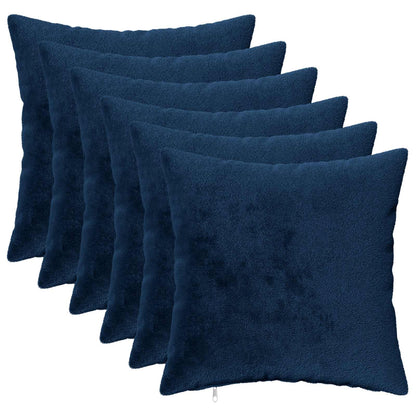 Cushion Cover 6 pcs HEERLEN Navy Blue 50 x 50 cm Flannel