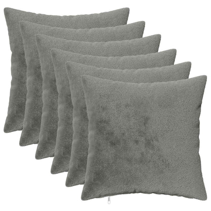 Cushion Cover 6 pcs HEERLEN Dark Grey 50 x 50 cm Flannel