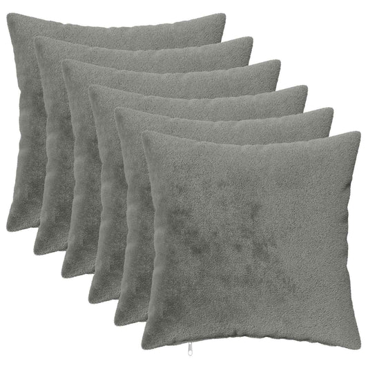 Cushion Cover 6 pcs HEERLEN Dark Grey 50 x 50 cm Flannel