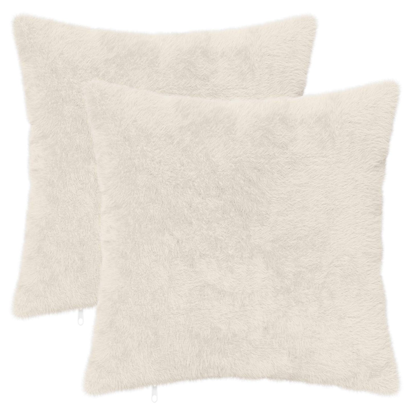 Cushion Cover 2 pcs HEERLEN White 50 x 50 cm Faux Rabbit Fur