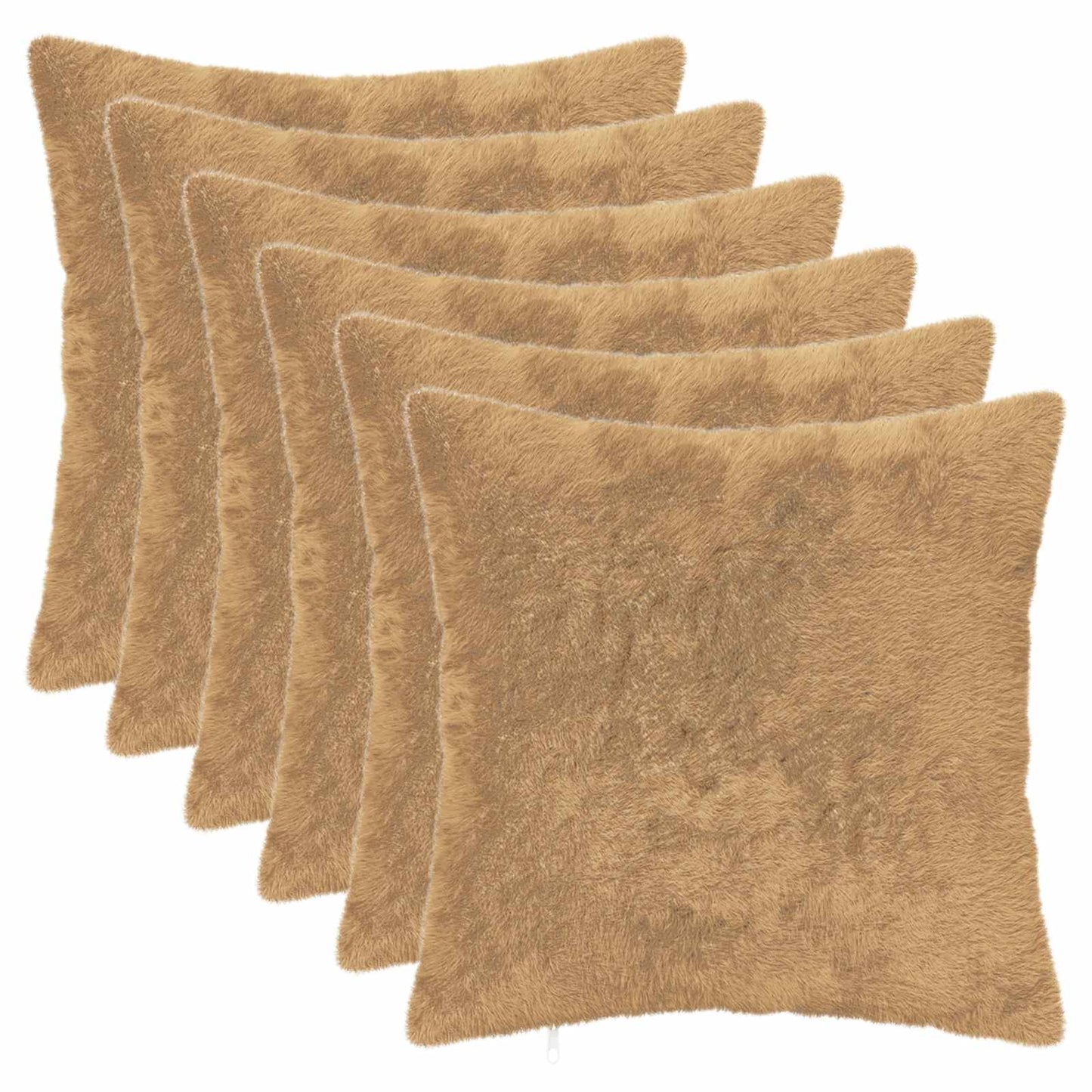 Cushion Cover 6 pcs HEERLEN Taupe 50 x 50 cm Faux Rabbit Fur