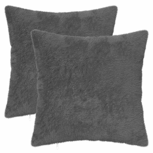 Cushion Cover 2 pcs HEERLEN Dark Grey 50 x 50 cm