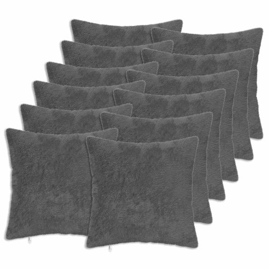 Cushion Cover 12 pcs HEERLEN Dark Grey 50 x 50 cm