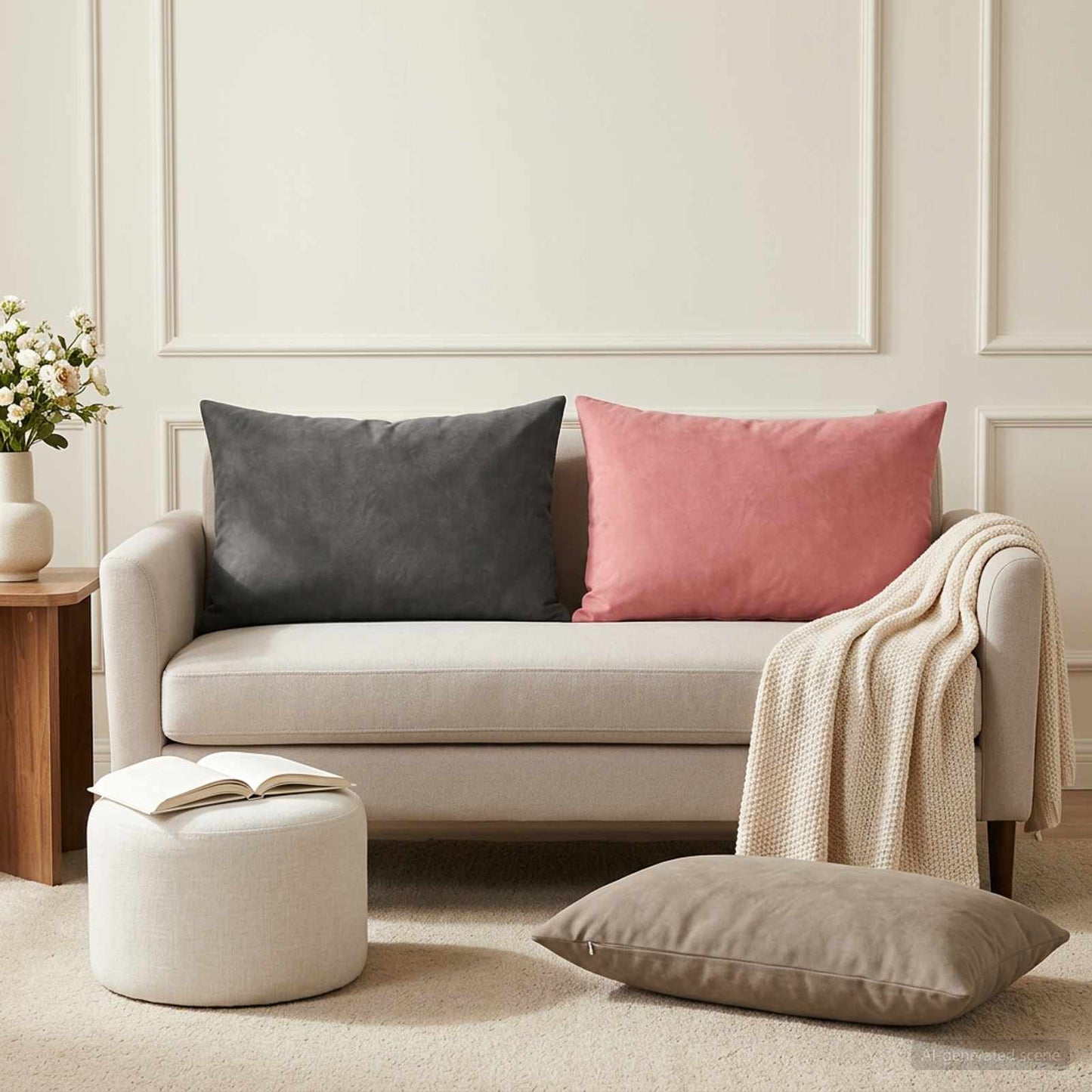 Cushion Cover 6 pcs HEERLEN Dark Grey 50 x 70 cm Velvet