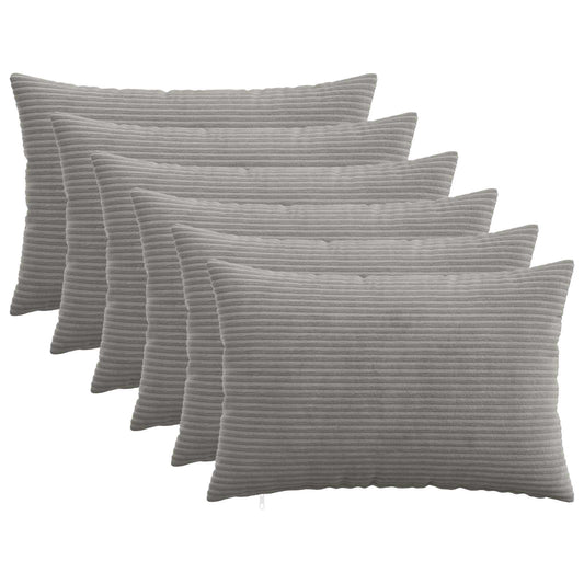 Cushion Cover 6 pcs HEERLEN Light Grey 50 x 70 cm Corduroy