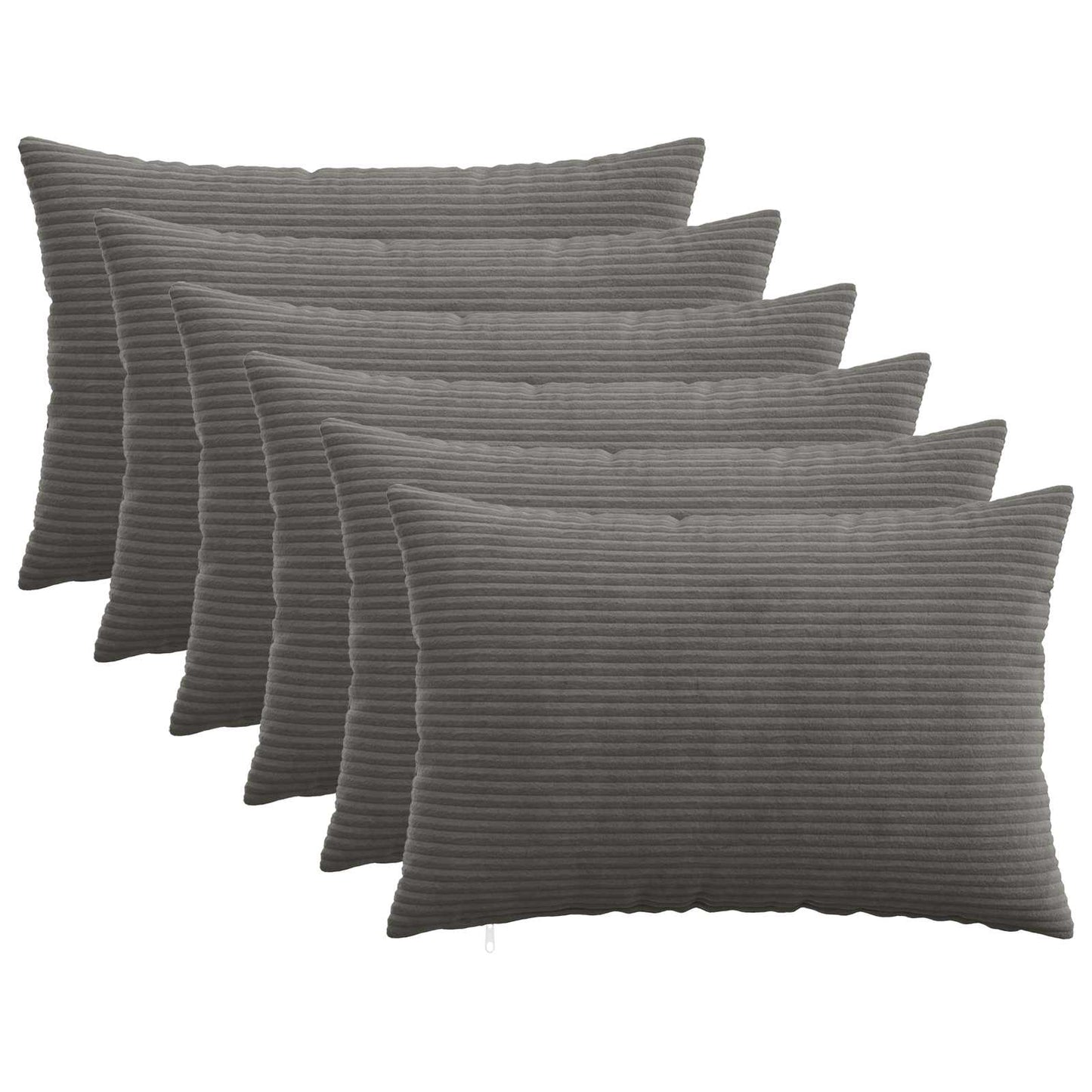 Cushion Cover 6 pcs HEERLEN Dark Grey 50 x 70 cm Corduroy