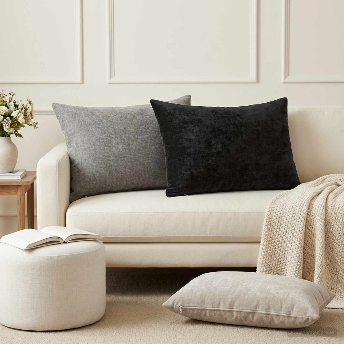 Cushion Cover 2 pcs HEERLEN Dark Grey 50 x 70 cm