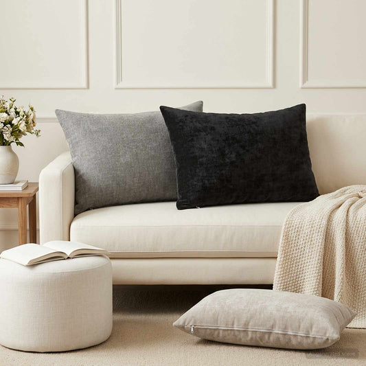 Cushion Cover 2 pcs HEERLEN Dark Grey 50 x 70 cm