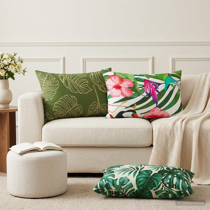 Cushion Cover 2 pcs HEERLEN Leaf Design 50 x 80 cm Polyester