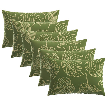 Cushion Cover 6 pcs HEERLEN Leaf Design 50 x 70 cm Polyester