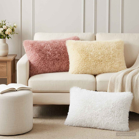 Cushion Cover 6 pcs HEERLEN Cream 50 x 70 cm PV Fleece