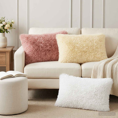 Cushion Cover 2 pcs HEERLEN Cream 50 x 70 cm PV Fleece