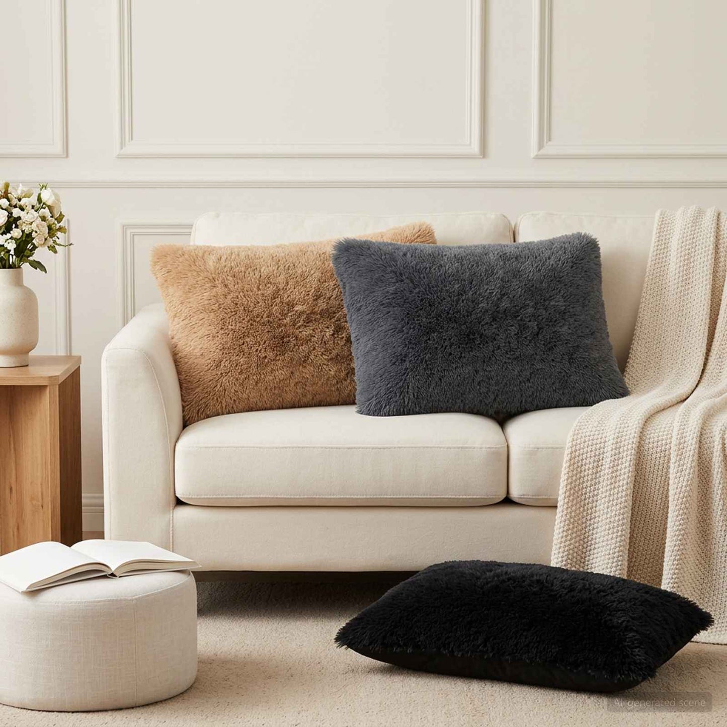 Cushion Cover 6 pcs HEERLEN Taupe 50 x 75 cm PV Fleece